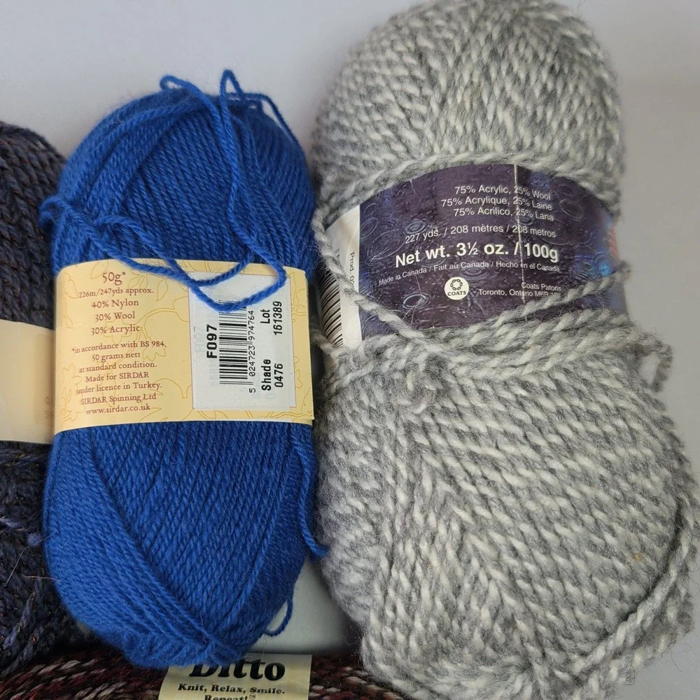 Mixed Yarn Lot 6 Skeins Sirdar Patons Schachenmayr Phildar Universal Wool Blend